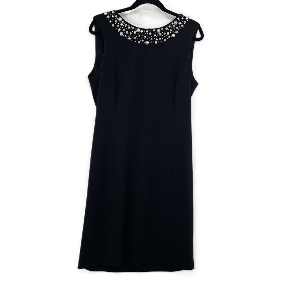 new directions Black Midi Dress with Beaded Neckline